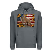 Rock American Wolves with Sunflower Background Png Premium Hoodie - Jasminsmagicworld