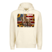 Sandshell American Wolves with Sunflower Background Png Premium Hoodie - Jasminsmagicworld