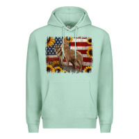 Seafoam American Wolves with Sunflower Background Png Premium Hoodie - Jasminsmagicworld