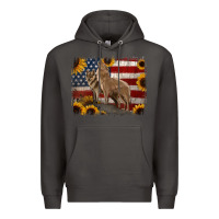 Smoke American Wolves with Sunflower Background Png Premium Hoodie - Jasminsmagicworld