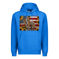 True Royal American Wolves with Sunflower Background Png Premium Hoodie - Jasminsmagicworld