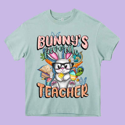 Bunny's Favorite Teacher Easter Day Heavy Core Tee Designed By Fadigitalartstudio