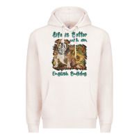 Pale Pink life is better with a english bulldog Premium Hoodie - BarkalooDesign