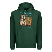 Sports Green life is better with a english bulldog Premium Hoodie - BarkalooDesign