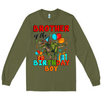 Army Green brother of the birthday boy t rex Long Sleeve Tee - Artiststas