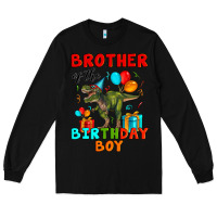 Black brother of the birthday boy t rex Long Sleeve Tee - Artiststas