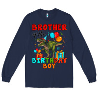 Navy brother of the birthday boy t rex Long Sleeve Tee - Artiststas