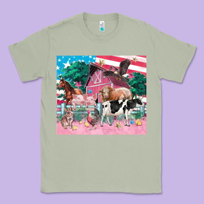 American Farm Animals Tumbler 4th Of July Classic Tee Designed By Fadigitalartstudio