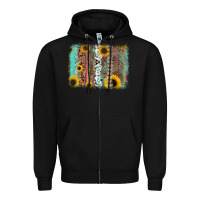 Black aztec leopard turquoise sunflower background Zipper Hoodie - RanaPortraitStore