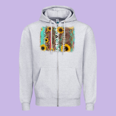 Aztec Leopard Turquoise Sunflower Background Zipper Hoodie Designed By Ranaportraitstore