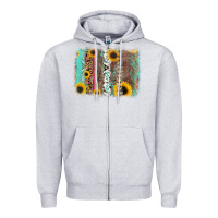 Heather Grey aztec leopard turquoise sunflower background Zipper Hoodie - RanaPortraitStore