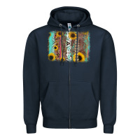 Navy aztec leopard turquoise sunflower background Zipper Hoodie - RanaPortraitStore