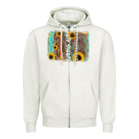 Oatmeal Heather aztec leopard turquoise sunflower background Zipper Hoodie - RanaPortraitStore