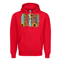 Red aztec leopard turquoise sunflower background Zipper Hoodie - RanaPortraitStore