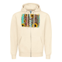 Sandshell aztec leopard turquoise sunflower background Zipper Hoodie - RanaPortraitStore