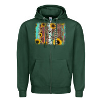 Sports Green aztec leopard turquoise sunflower background Zipper Hoodie - RanaPortraitStore
