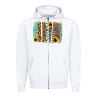 White aztec leopard turquoise sunflower background Zipper Hoodie - RanaPortraitStore