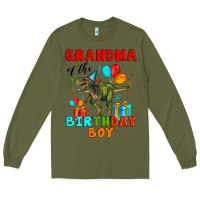 Army Green grandma of the birthday boy t rex Long Sleeve Tee - Artiststas