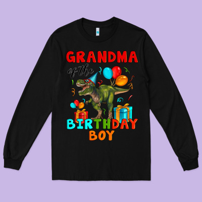 Grandma Of The Birthday Boy T Rex Long Sleeve Tee Designed By Artiststas