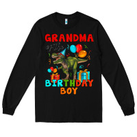 Black grandma of the birthday boy t rex Long Sleeve Tee - Artiststas