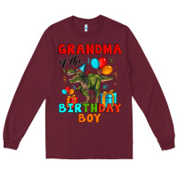 Burgundy grandma of the birthday boy t rex Long Sleeve Tee - Artiststas