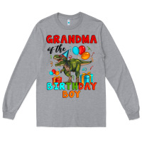 Heather Grey grandma of the birthday boy t rex Long Sleeve Tee - Artiststas