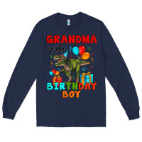 Navy grandma of the birthday boy t rex Long Sleeve Tee - Artiststas