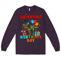 Plum grandma of the birthday boy t rex Long Sleeve Tee - Artiststas