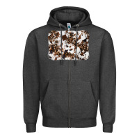 Charcoal Heather cowhide leopard background Zipper Hoodie - RanaPortraitStore