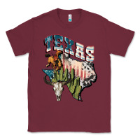 Burgundy Texas 4th of July Classic Tee - FaDigitalArtStudio