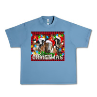 Pebble Blue Merry Christmas  With Goats Urban Heavy Tee - LillyAllenDesigns