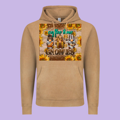 Coffee Time Gnomies Vintage Hoodie Designed By Barkaloodesign
