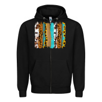 Black turquoise sunflowers cowhide leopard glitter background Zipper Hoodie - RanaPortraitStore