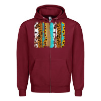 Burgundy turquoise sunflowers cowhide leopard glitter background Zipper Hoodie - RanaPortraitStore
