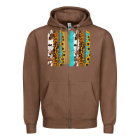 Chestnut turquoise sunflowers cowhide leopard glitter background Zipper Hoodie - RanaPortraitStore