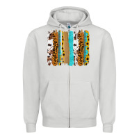 Dove Grey turquoise sunflowers cowhide leopard glitter background Zipper Hoodie - RanaPortraitStore