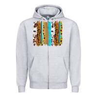 Heather Grey turquoise sunflowers cowhide leopard glitter background Zipper Hoodie - RanaPortraitStore