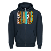 Navy turquoise sunflowers cowhide leopard glitter background Zipper Hoodie - RanaPortraitStore