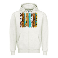 Oatmeal Heather turquoise sunflowers cowhide leopard glitter background Zipper Hoodie - RanaPortraitStore