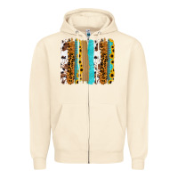 Sandshell turquoise sunflowers cowhide leopard glitter background Zipper Hoodie - RanaPortraitStore