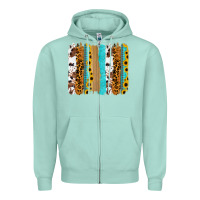 Seafoam turquoise sunflowers cowhide leopard glitter background Zipper Hoodie - RanaPortraitStore