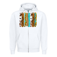 White turquoise sunflowers cowhide leopard glitter background Zipper Hoodie - RanaPortraitStore