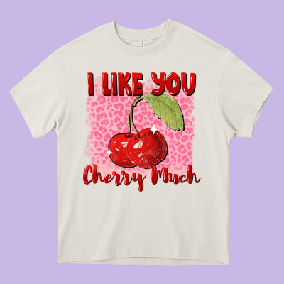 I Like You Cherry Much Heavy Core Tee Designed By Fadigitalartstudio