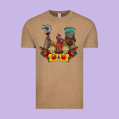Farm Life Rooster Vintage Tee Designed By Sublimationcraftshop