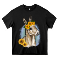 Black Sunflower Baby Donkey Heavy Core Tee - RanaPortraitStore