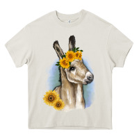 Cream Sunflower Baby Donkey Heavy Core Tee - RanaPortraitStore