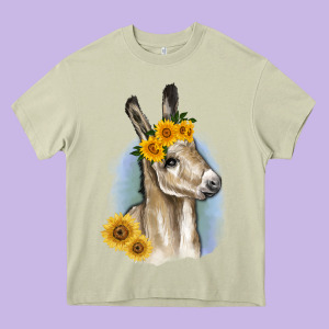 Sunflower Baby Donkey Heavy Core Tee Designed By Ranaportraitstore