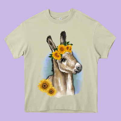 Sunflower Baby Donkey Heavy Core Tee Designed By Ranaportraitstore