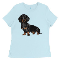 Baby Blue Dachshund Dog Illustrations Ladies Tee - LillyAllenDesigns