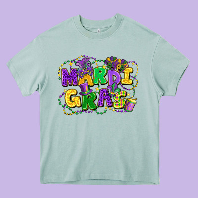 Mardi Gras Heavy Core Tee Designed By Fadigitalartstudio